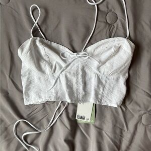 White Cropped Bustier Top